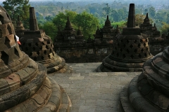 Borobudur - Stupas in the early sun3
