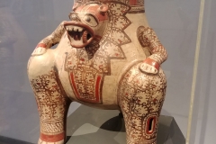 Santiago - Chilean Museum of Pre-Columbian Art - 04 - Tripod Rattle Vessel - Feline Man