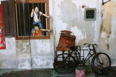 George Town - Street art - Children through a window