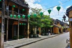 Hoi An - Old town street - green lanterns
