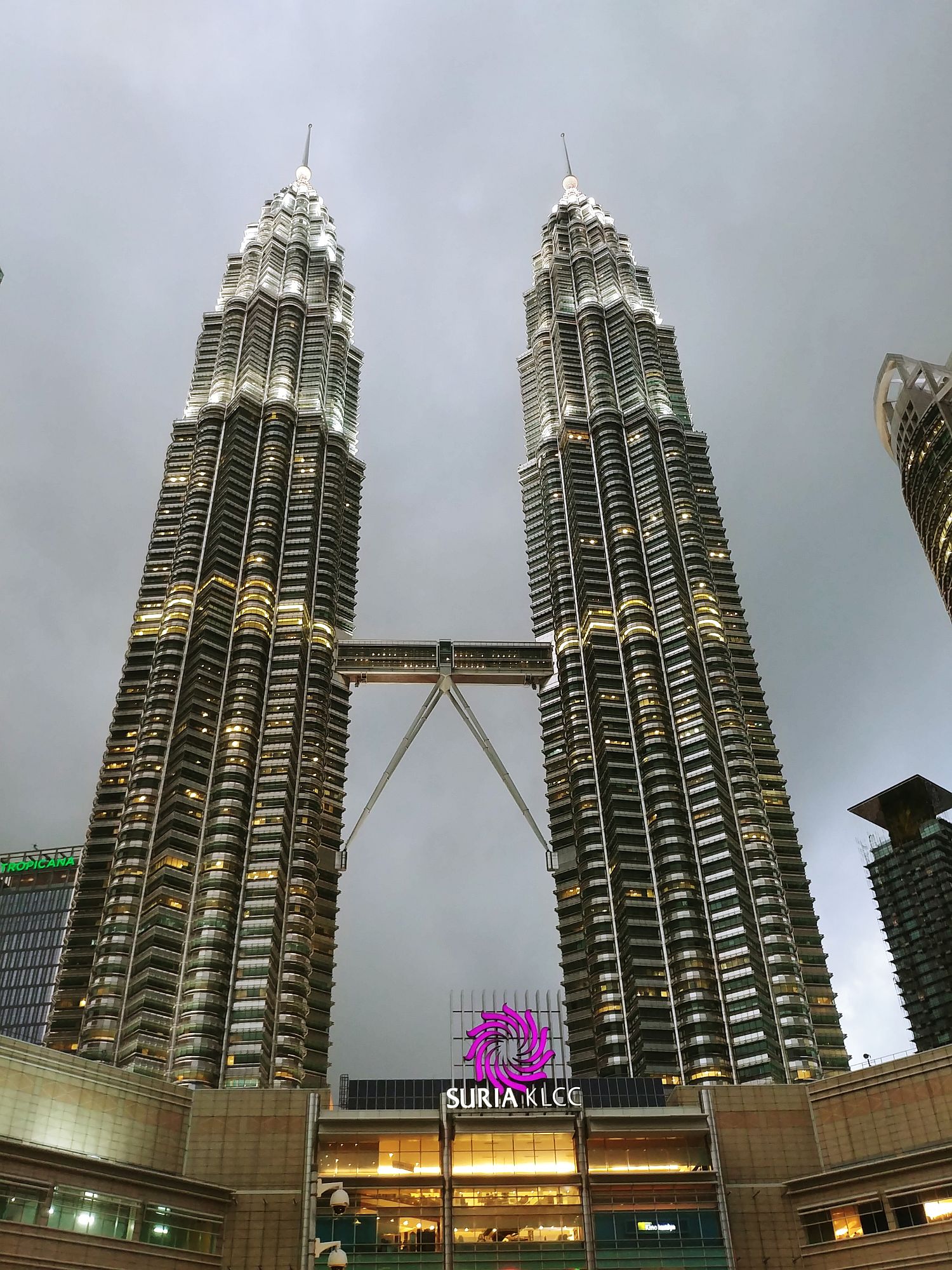 KL - Convention center - Petronas Twin Towers and dark clouds