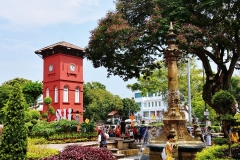 Malacca - Dutch square - Victoria fountain and clock tower