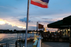 Sunset with flag