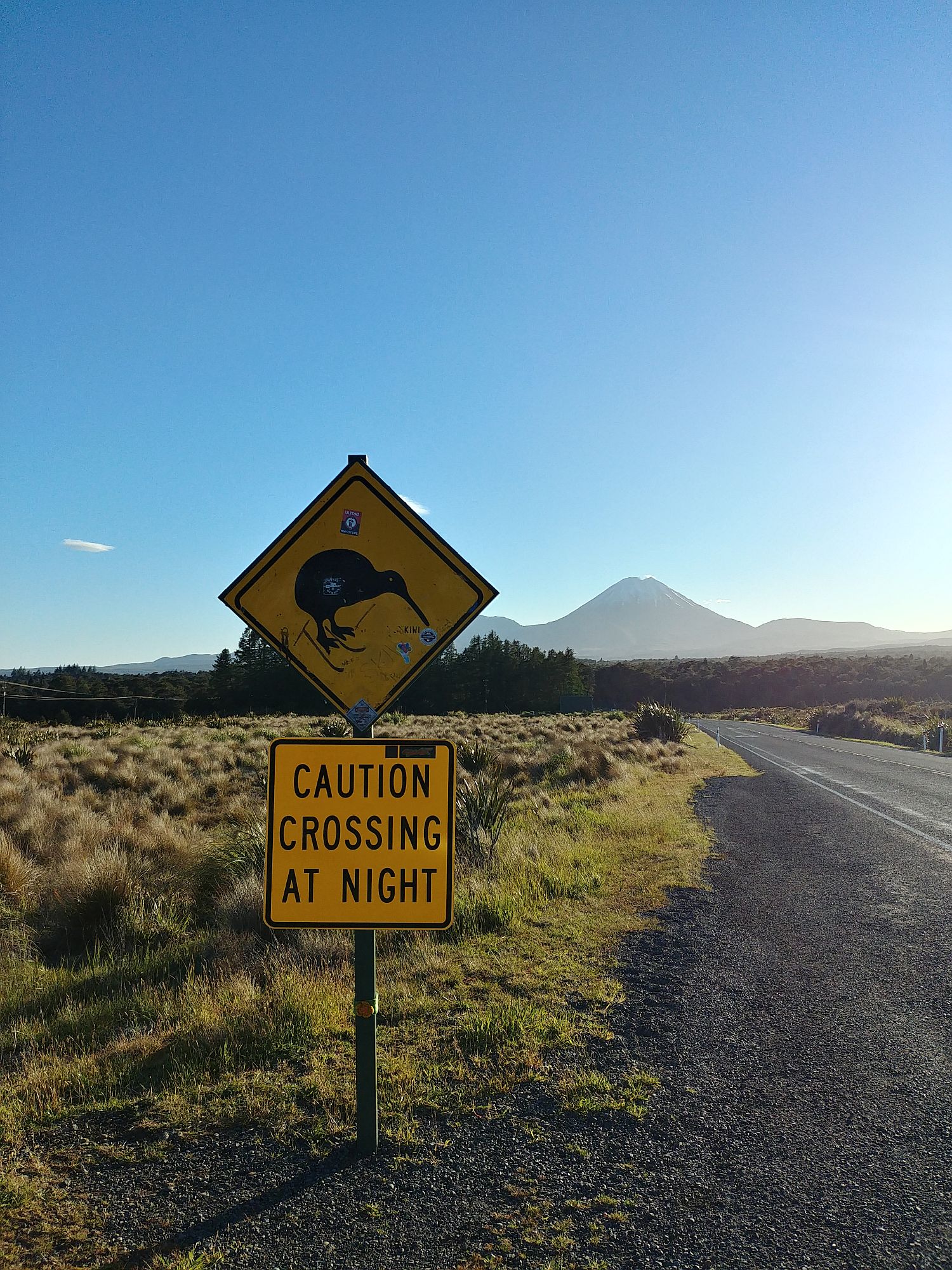 Tongariro National Park - 51 - Caution Kiwi crossing